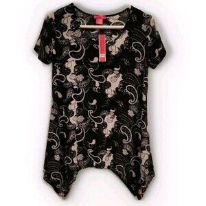 NWT Prestige Edge Women's Small Stretch Asymmetrical hemline Paisley relaxed fit